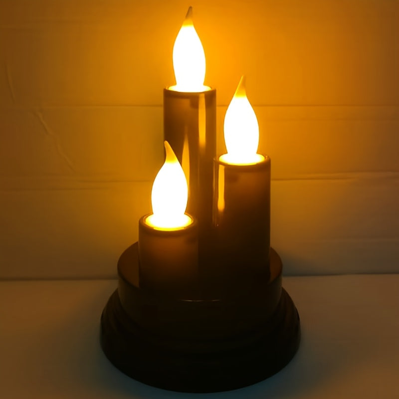 Juego de 3 velas electrónicas sin llama de color dorado para Halloween, fiestas de Navidad, bodas y decoración del hogar