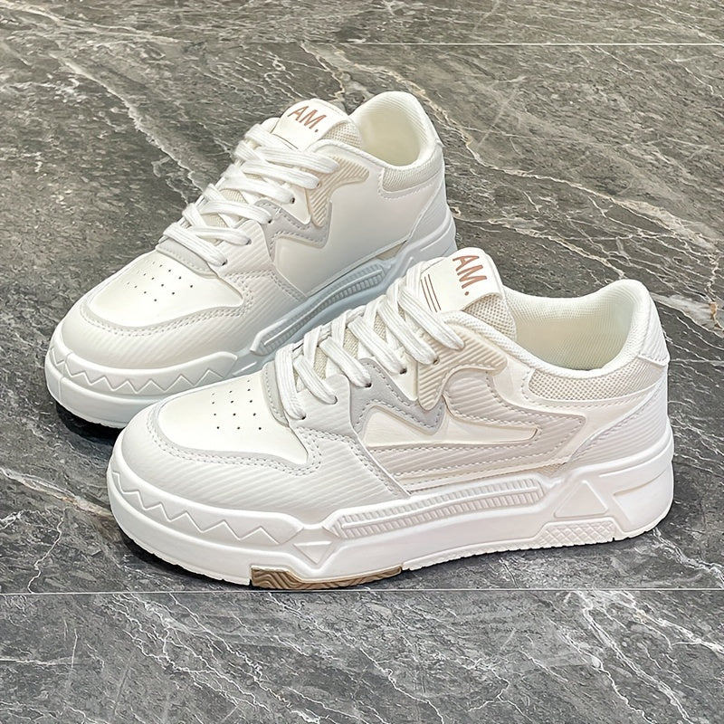 Women's Colorblock Casual Sneakers Lace-Up Platform Skate Shoes