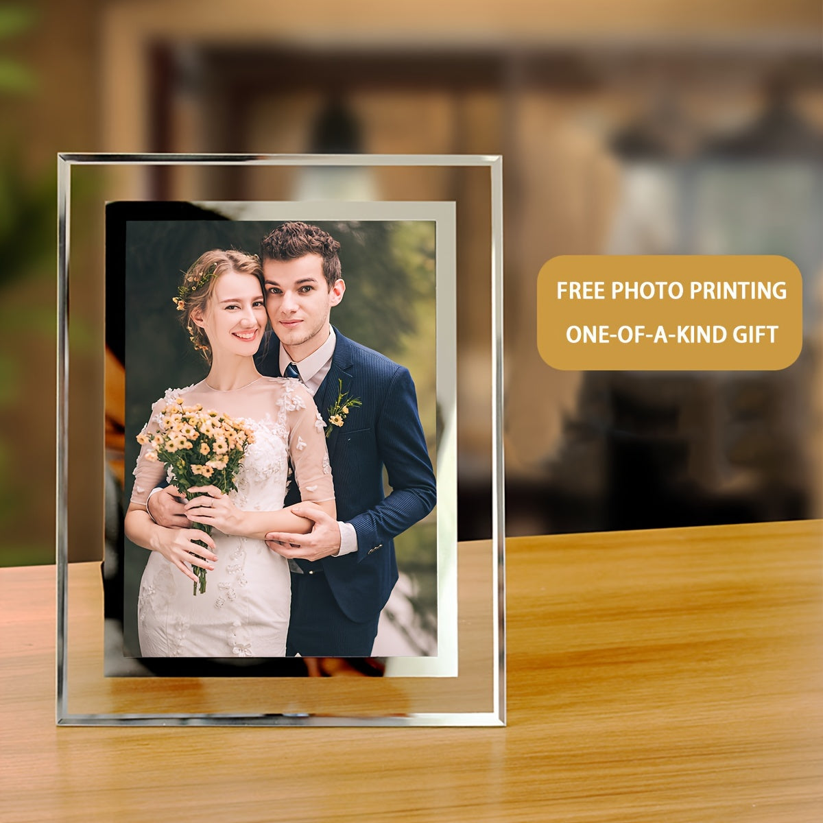 Clear Tempered Glass Photo Frame 15.24cm 17.78cm for Home Decor Wedding Birthday