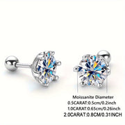 Серебряные серьги-гвоздики с моссанитом, покрытые 18K золотом, классические круглые украшения