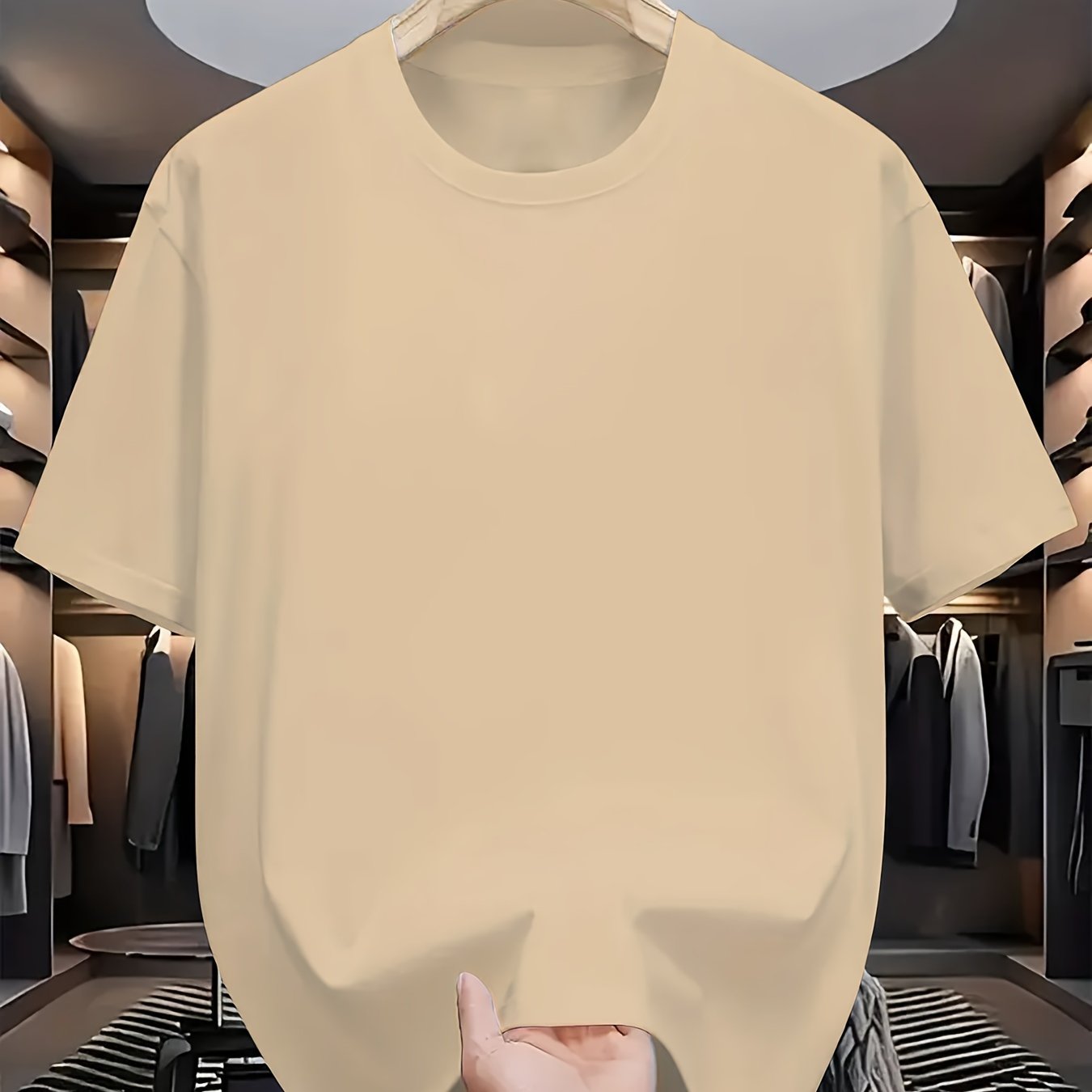 Camiseta de color sólido para adultos con cuello redondo y manga corta, mezcla de poliéster, para todas las estaciones, casual