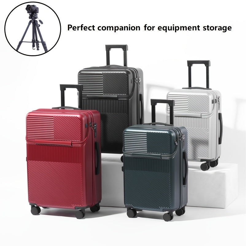 20-Inch Cabin Suitcase with USB Charging Port Multi-Compartments and Front Opening Black
