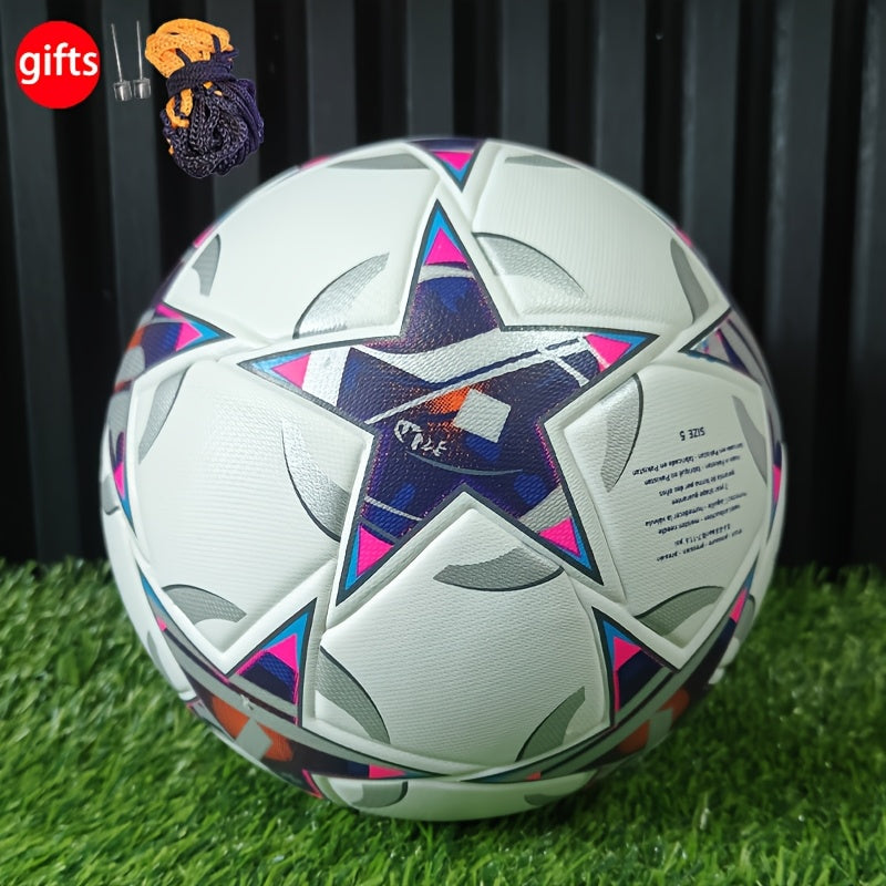 Adult Size 5 Faux Leather Soccer Ball Seamless Hot-Pressed Wear-Resistant Non-Slip