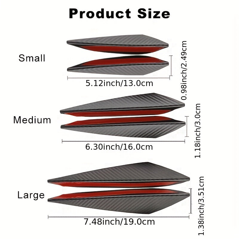 Kit de 6 piezas de alerón con patrón de fibra de carbono para coche, protección contra colisiones en parachoques