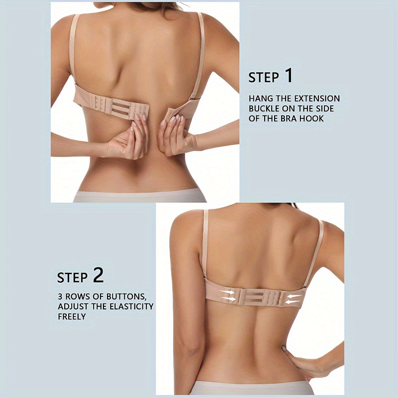 Set of 3 Women's Adjustable Bra Extenders with Elastic Knit Fabric