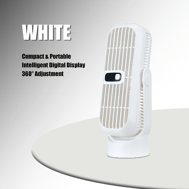 Rechargeable Desktop Tower Fan with 5 Speeds, LED Display, Bladeless Design