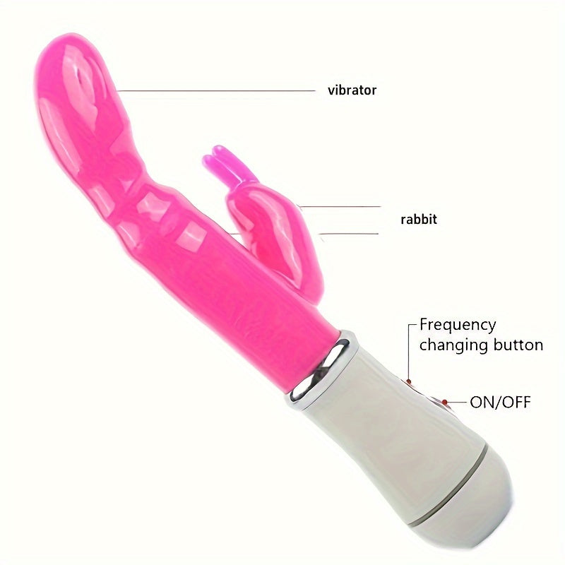 Women's Rabbit-Shaped Dual-Head Vibration Massage Wand 12 Modes Battery-Operated