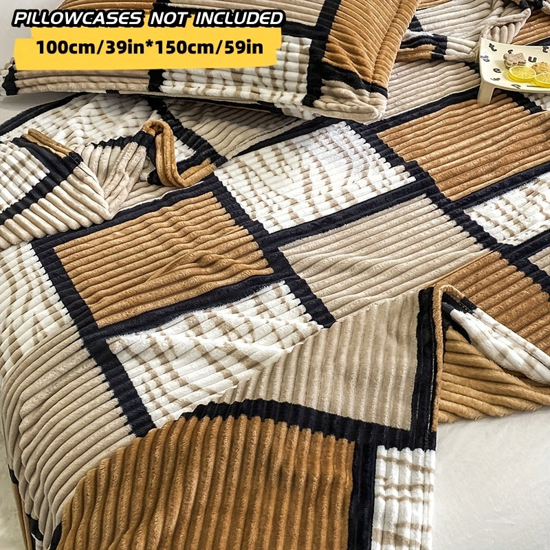 Yumshoq va qulay plush ko'rpa, plaid naqshiga ega, sayohat, divan, yotoq va uy bezatish uchun mukammal.