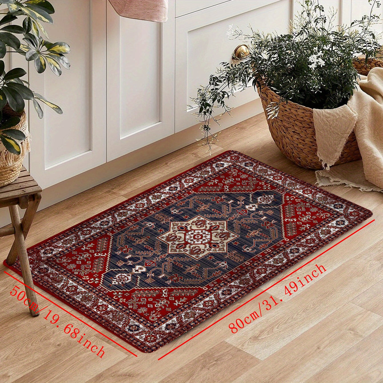 Alfombra de área vintage boho shaggy antideslizante resistente a manchas impermeable gruesa para sala de estar y dormitorio