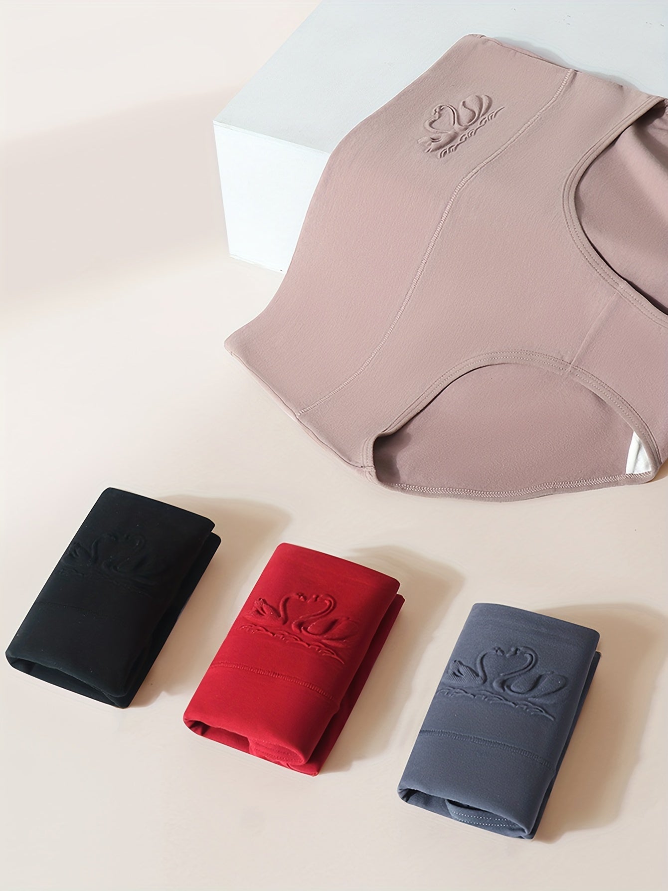 Women's High Waist Seamless Briefs 4-Pack Breathable Cotton Elastane Underwear