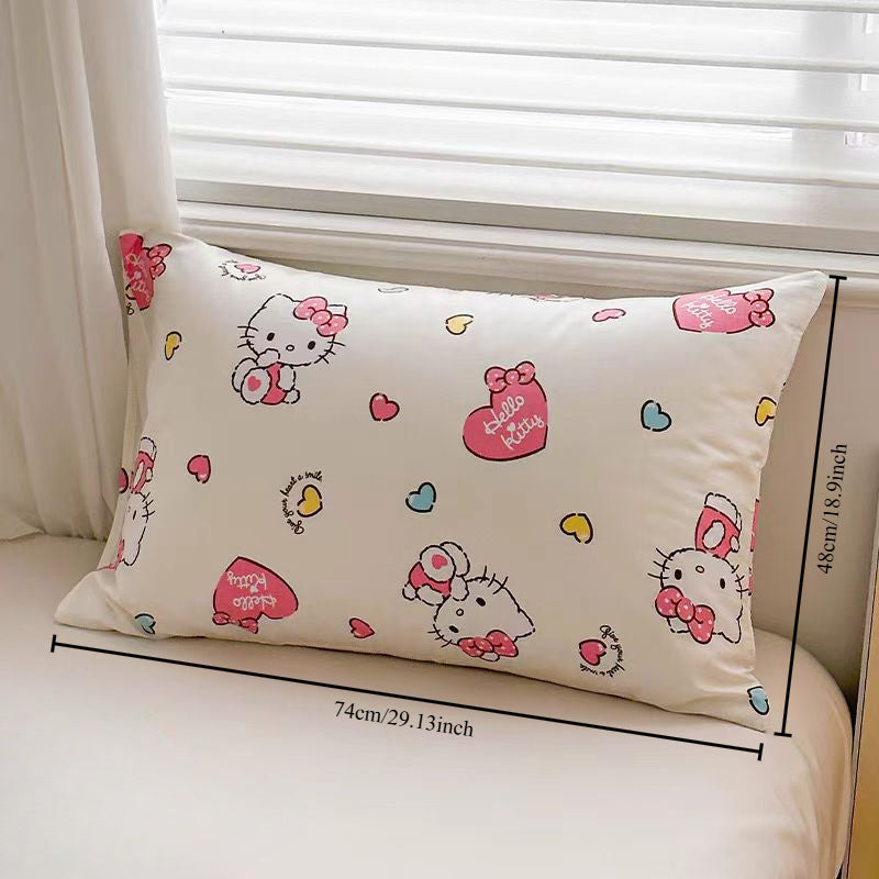 Pink Hello Kitty Pillowcase 100% Soft Breathable Fabric Envelope Closure