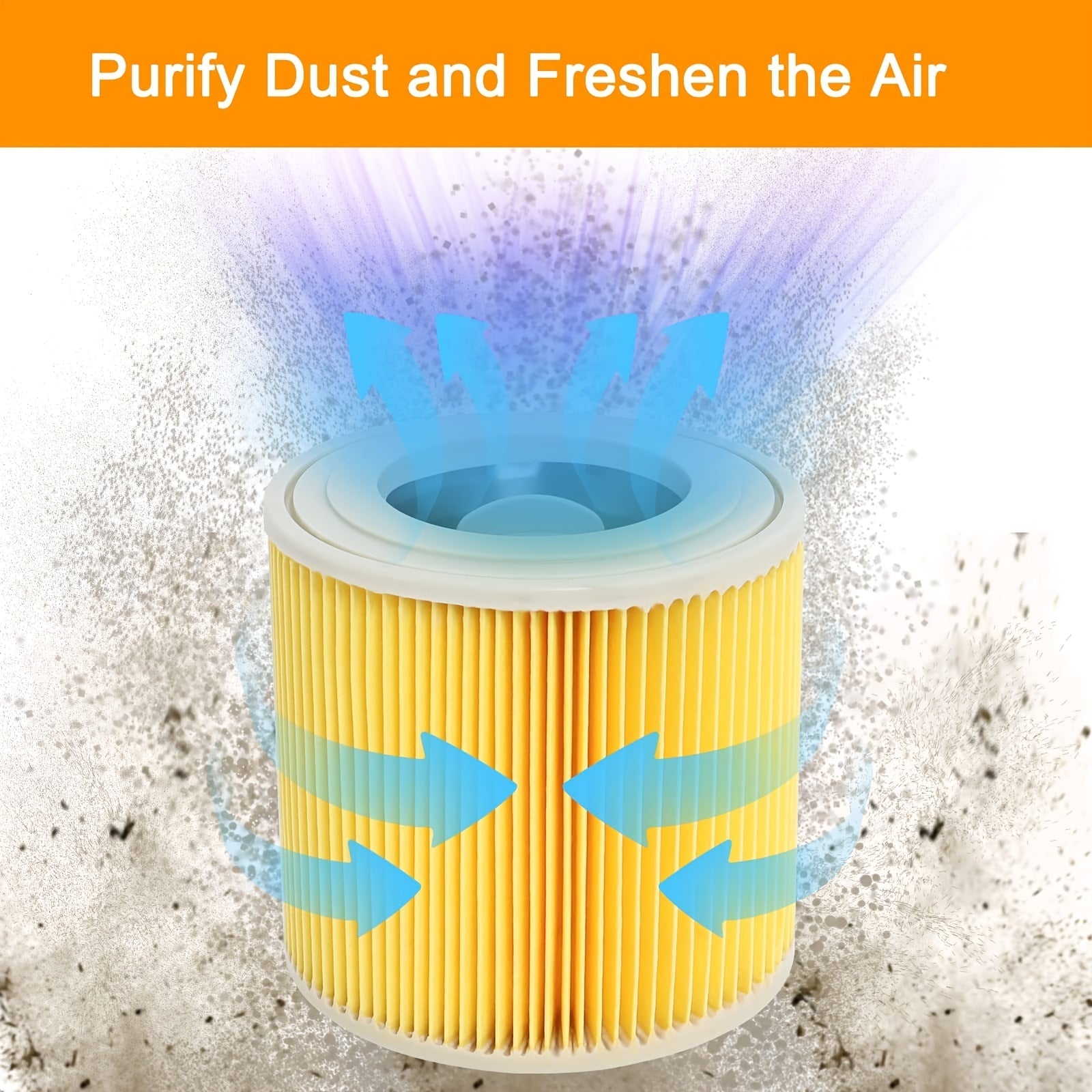 Replacement Cartridge Filter for Wet Dry Vacuum Cleaner Set of 2