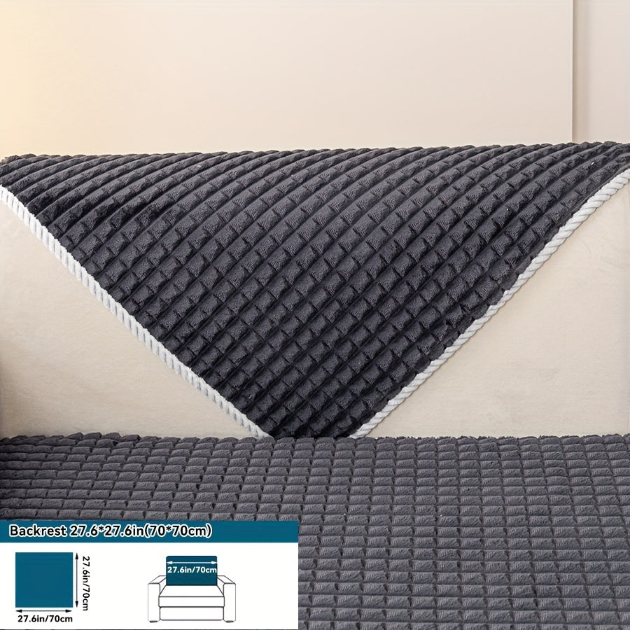 Plaid plush divan qoplamasi, sirpanmas dizayn bilan, hayvonlar uchun va barcha mavsumlar uchun mukammal. Turli xil mebellar uchun mos keladi.