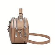 Black Mini Crossbody Bag with Bear Tassel and Multiple Compartments