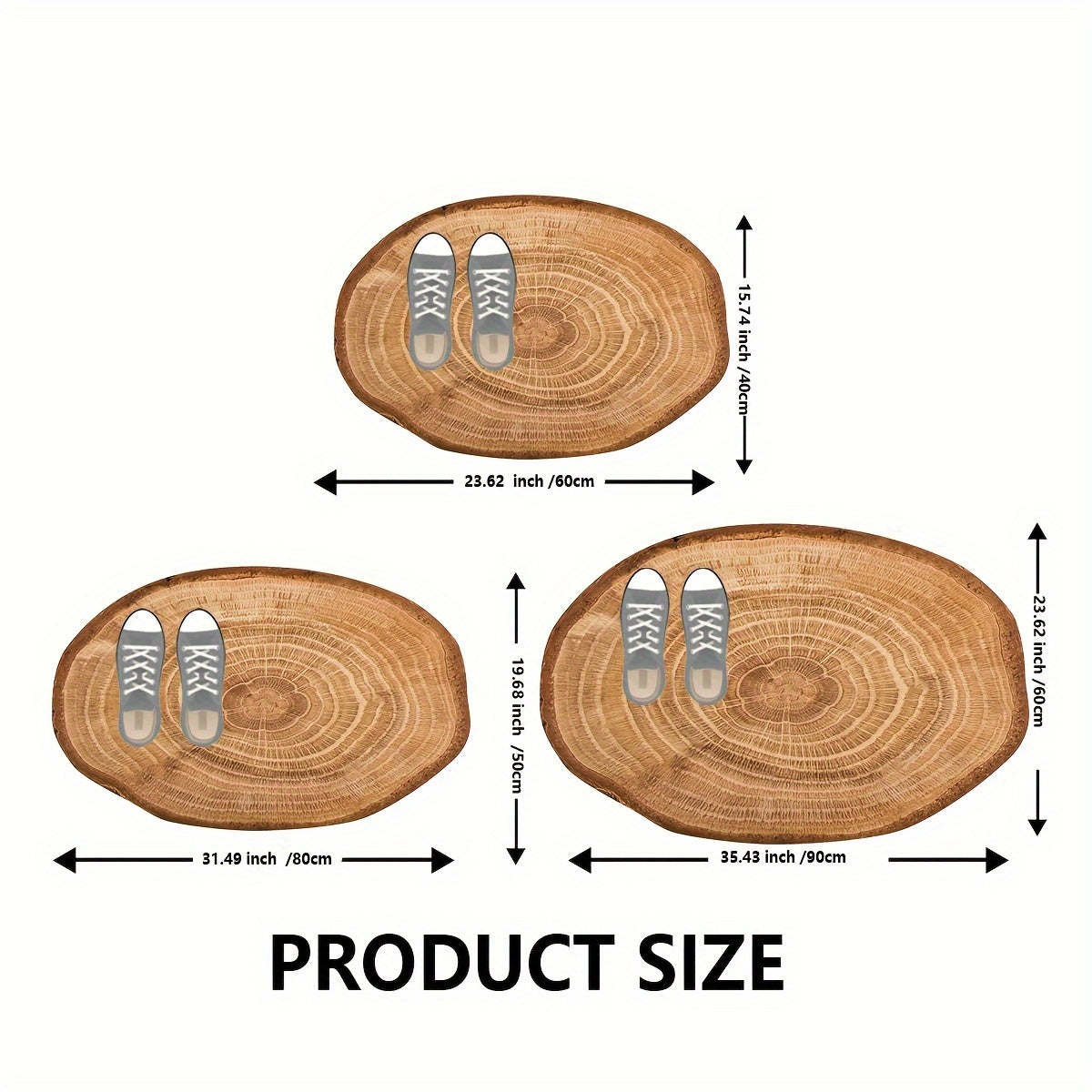 Wood Grain Tree Ring Doormat Non-Slip Rubber Back Flame Resistant Indoor Floor Mat