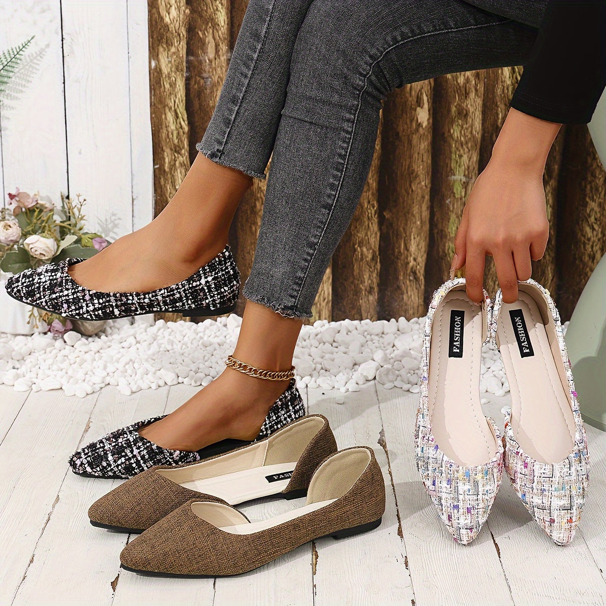 Women's Slip-On Flat Shoes Casual Pointed Toe Comfort Wide Toe