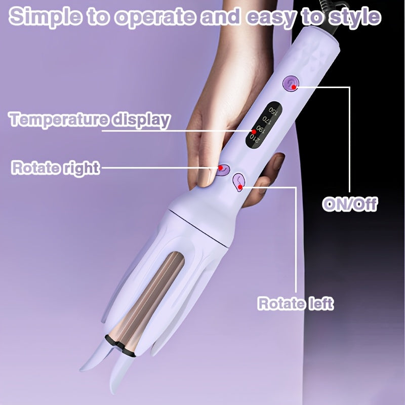 Rizador de cabello automático de 28mm con tecnología de iones negativos y 4 configuraciones de temperatura para cabello seco