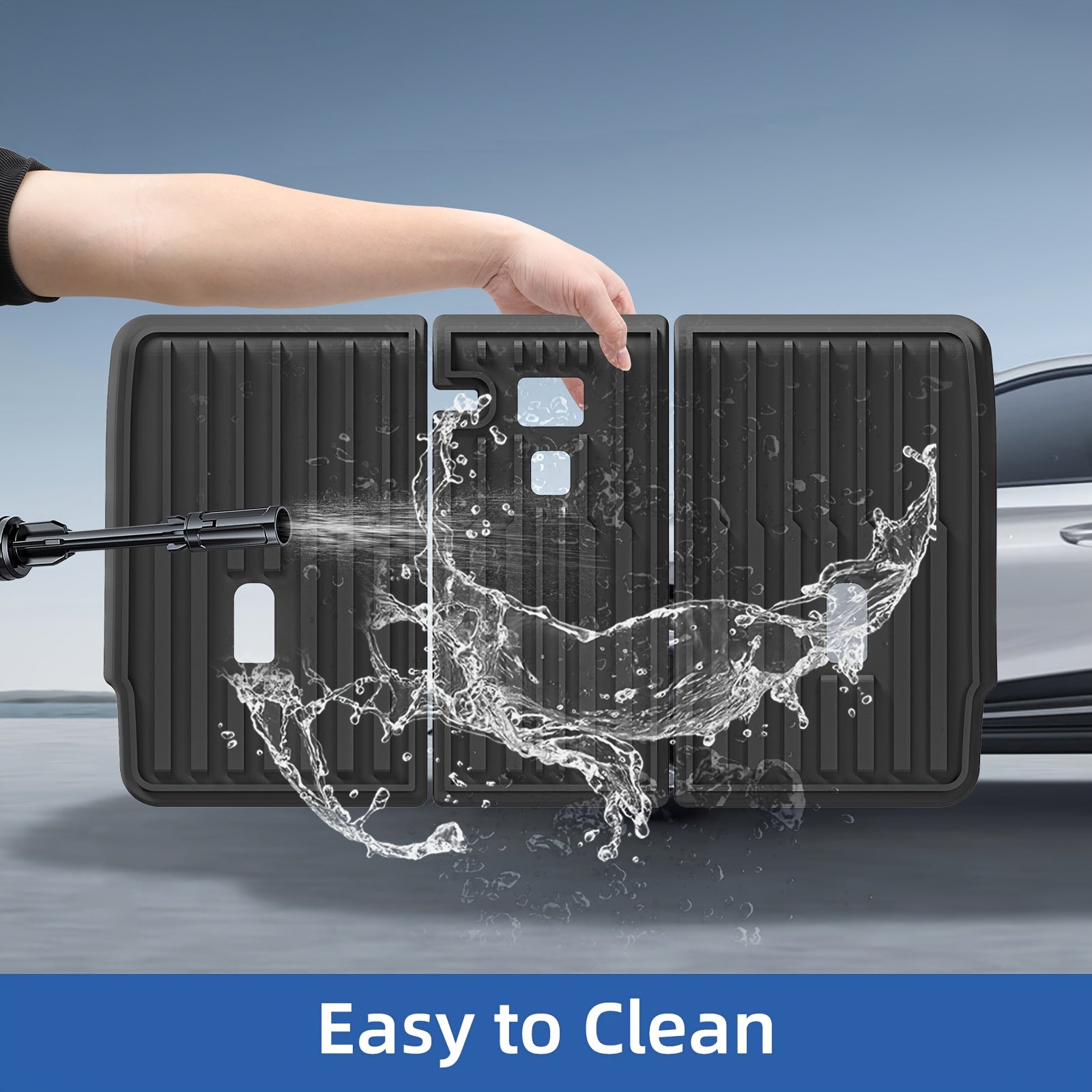 All-Weather Waterproof Seat Back Protector for Tesla Model Y Black Ribbed Cargo Liner