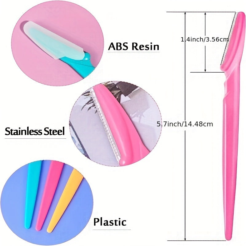 Mini Eyebrow Razors Set 3 or 6 Pcs Stainless Steel Vibrant Colors