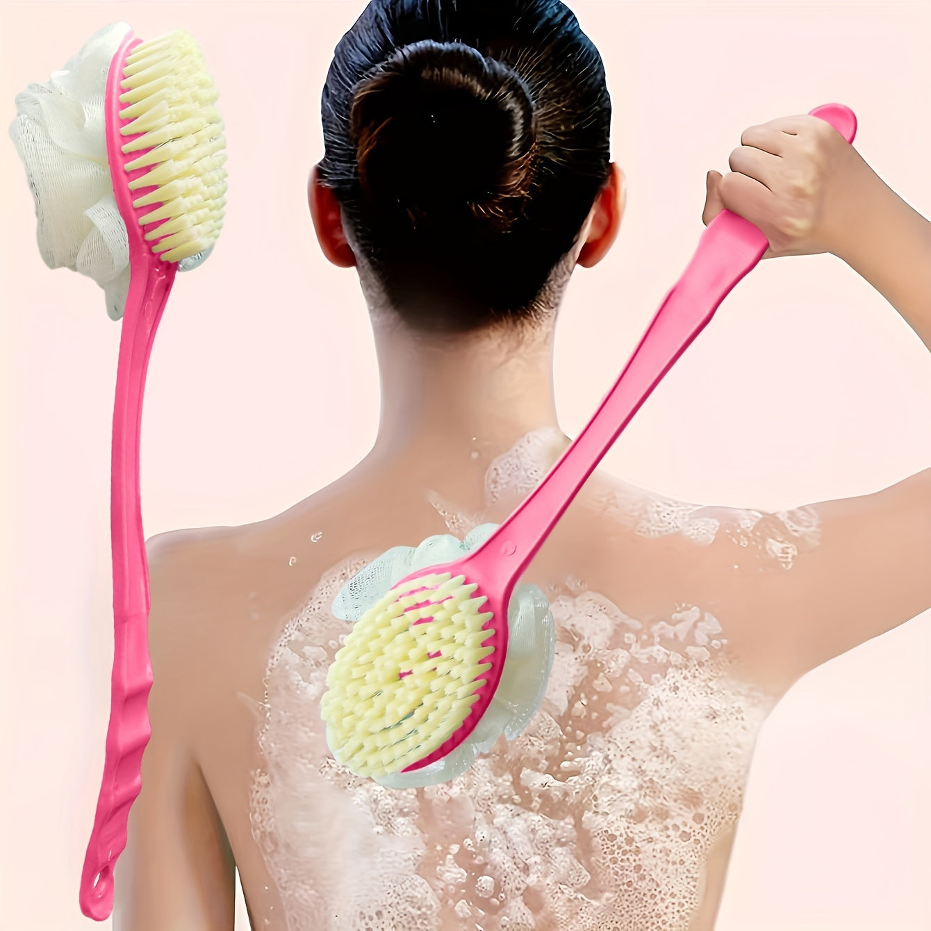Soft Loofah and Bristle Body Brush for Gentle Exfoliation Shower Spa-Style