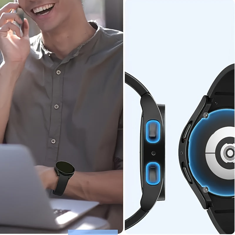 2-Piece Protective Case with Tempered Glass Film and Matte Table Holder for Smartwatch 40mm 44mm