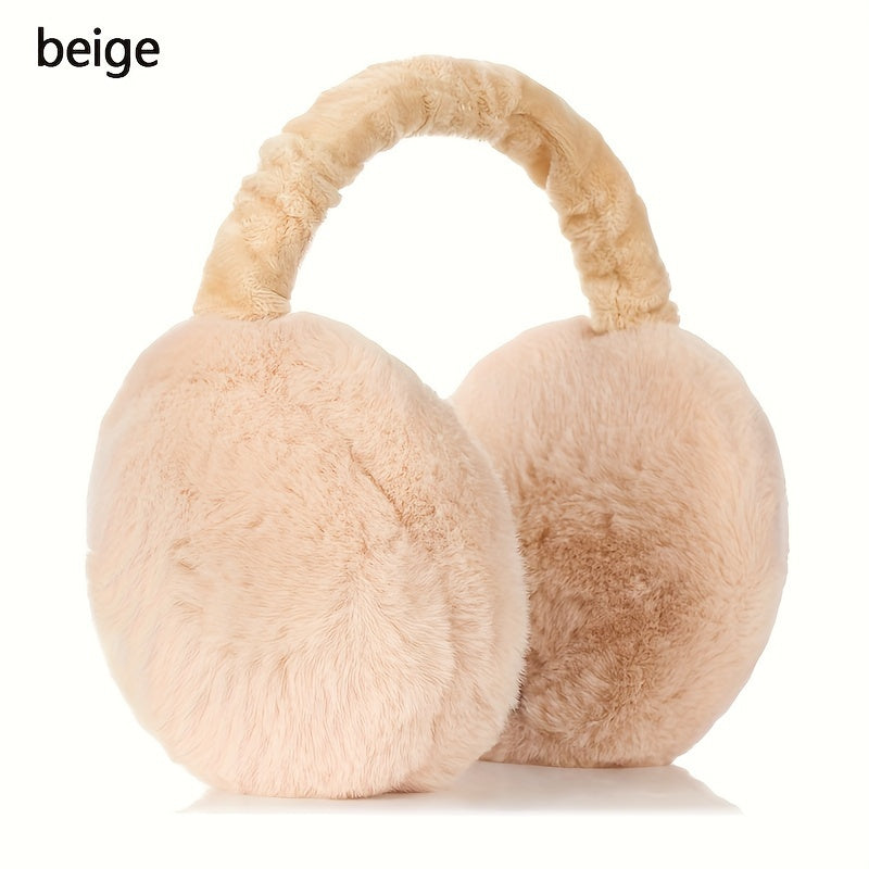 Plush Earmuffs for Winter Warmth Foldable Soft Fuzzy Polyester 1-Pack