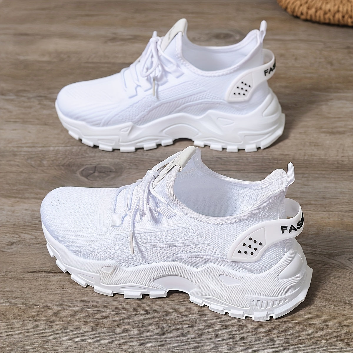 Unisex Breathable Knitted Sports Shoes Non-Slip Lace-Up Slip-On