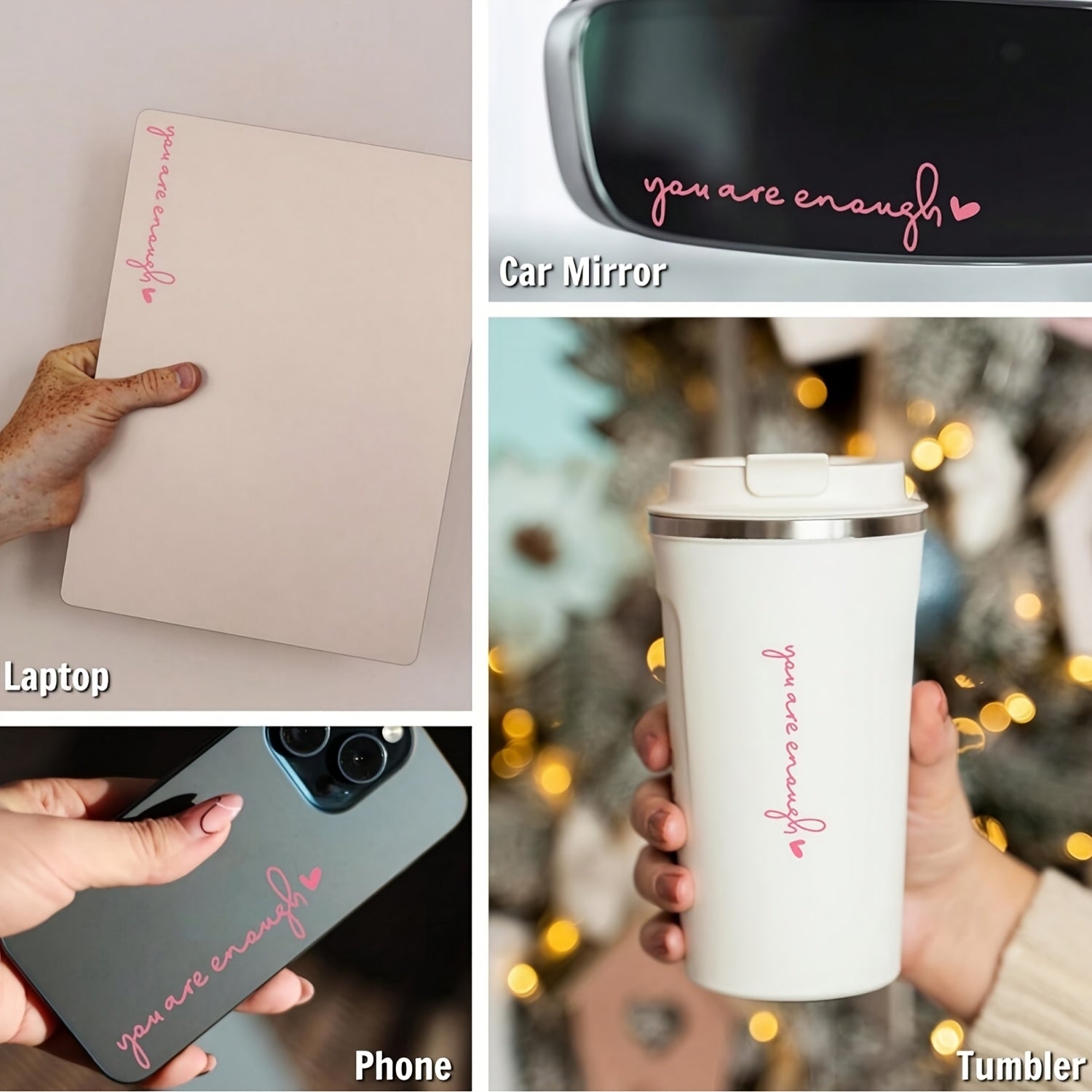 3 шт. виниловых наклеек с самоклеящимися мотивационными цитатами для ноутбуков, автомобильных бутылок с водой