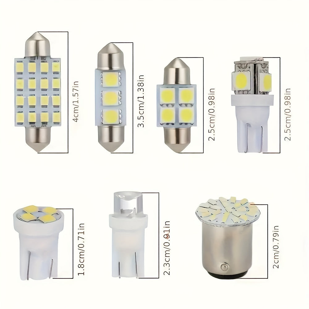 14pcs Car LED Interior Light Set T10 Dual Pointed Non-Battery