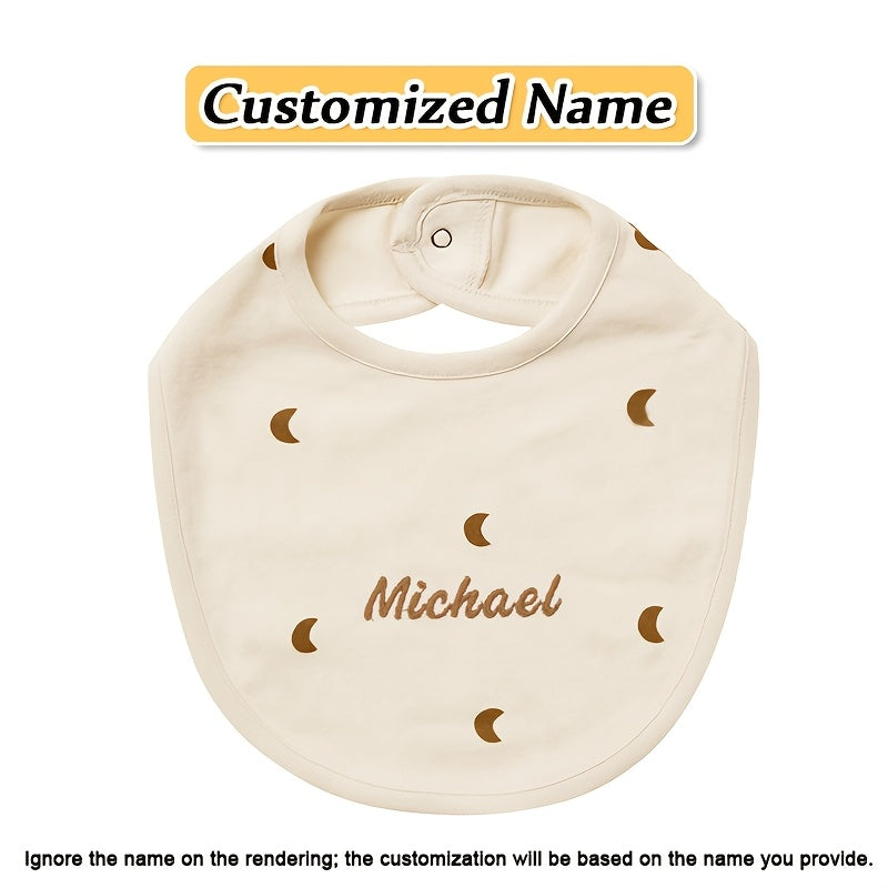 Baby Bib Adjustable Embroidered Name Soft Absorbent Knit for Newborns