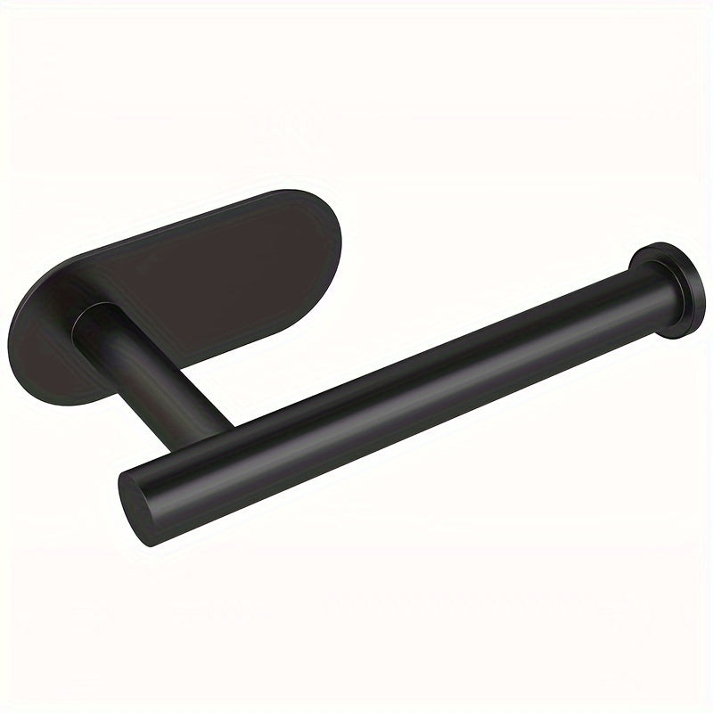 Black Stainless Steel No-Drill Toilet Paper Holder for Bathroom Kitchen