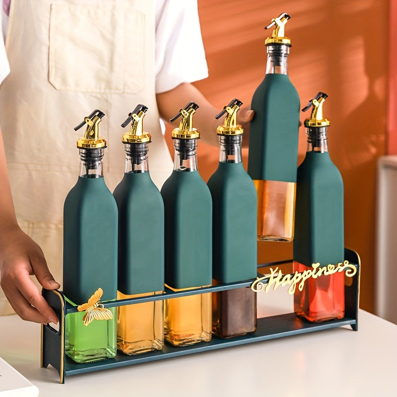 Set of Glass Olive Oil Dispenser Bottles with Pourers, Leakproof, Hand Wash