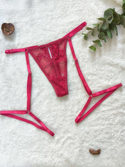 Women's Red Lace Thong Panties Summer Seductive Transparent Adjustable Straps