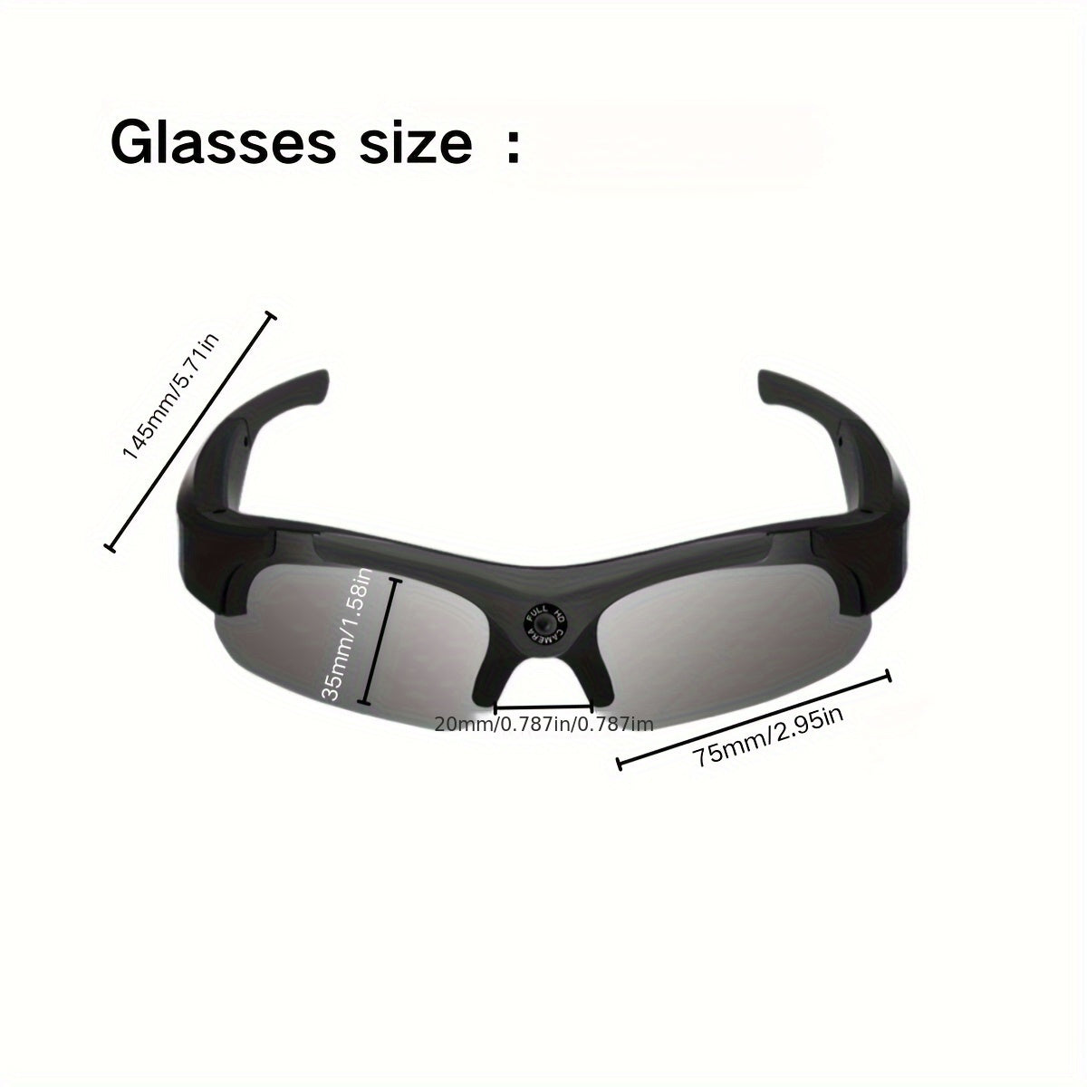 1 dona HD 1080P Video Aqlli Ko'zoynak 32GB Kartochka bilan, keng burchak 120°, 180 daqiqa batareya muddati, simsiz, suv o'tkazmaydigan, tungi ko'rish, velosipedda, haydashda, piyoda yurishda, baliq ovlashda, ochiq havoda sarguzashtlar uchun ideal