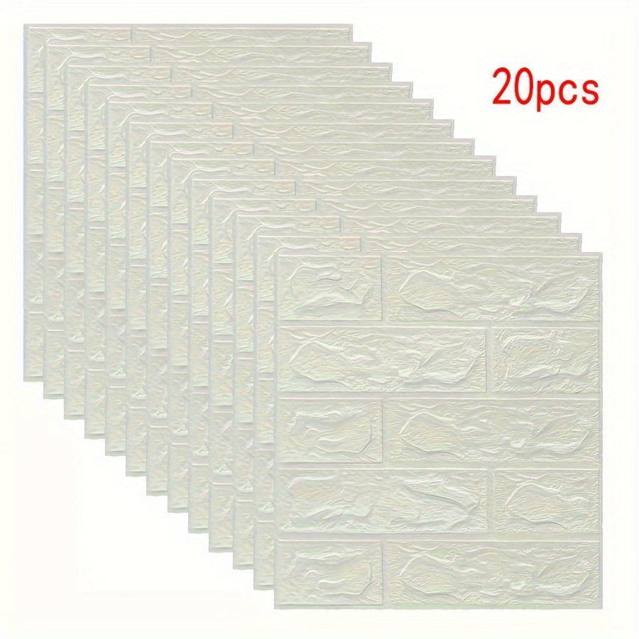20 Self-Adhesive 3D Brick and Stone Vinyl Wall Stickers Waterproof for Living Rooms Bedrooms Offices