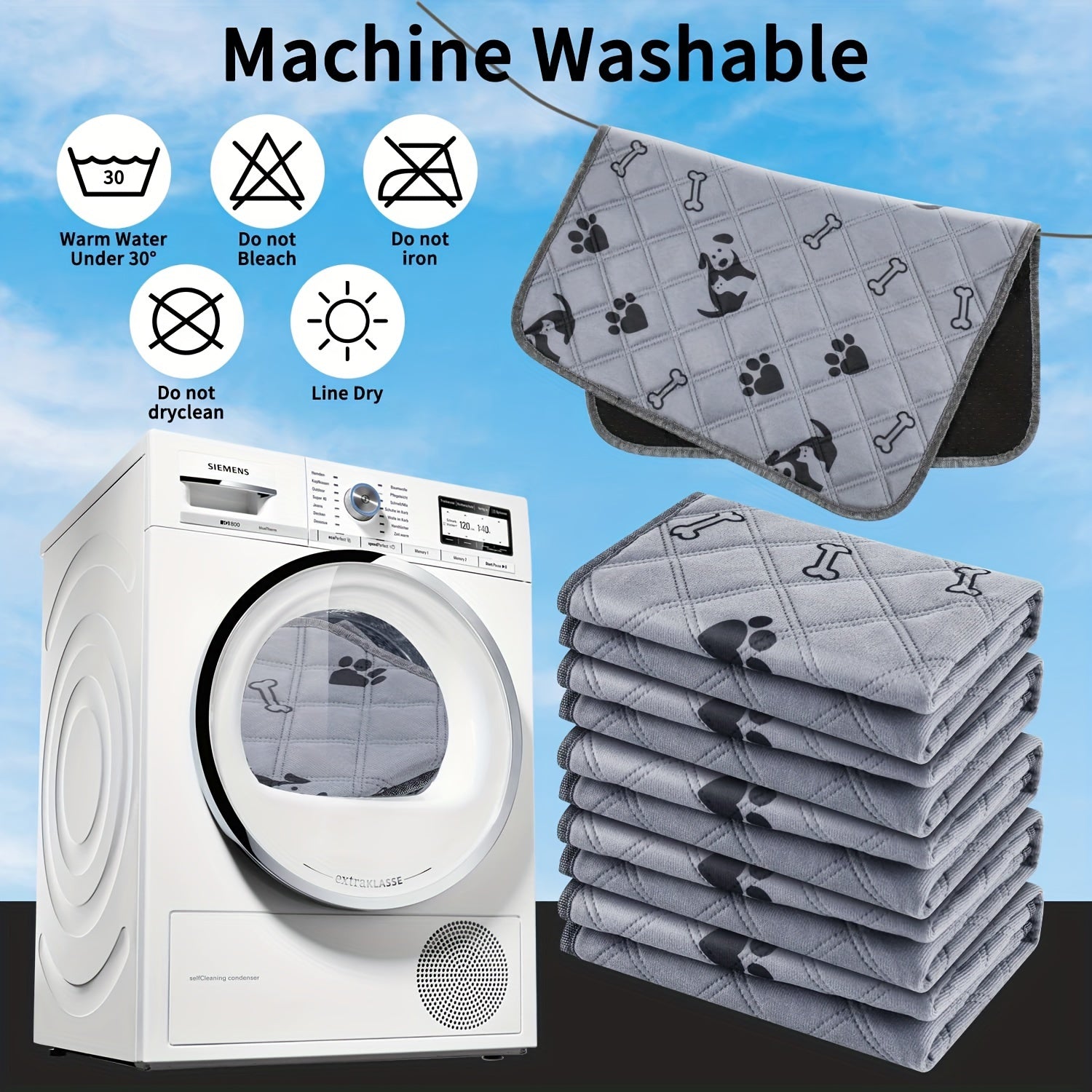 Washable Cartoon Print Dog Pee Pad Leak-Proof Absorbent Training Mat for Puppies and Cats