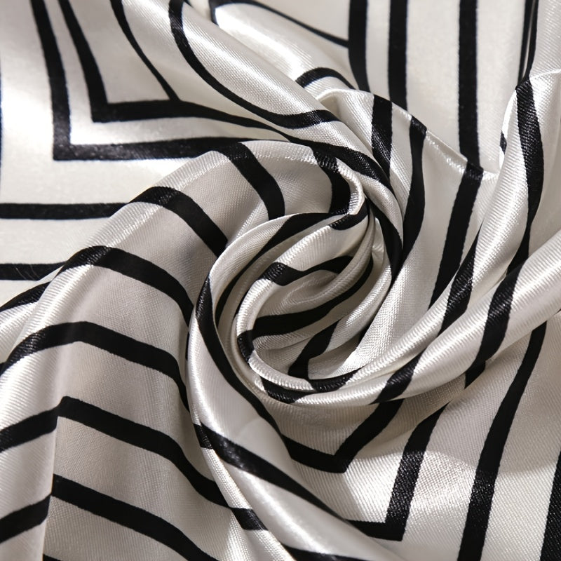 Модный винтажный шарф с полосатым принтом, имитация шелка, квадратный