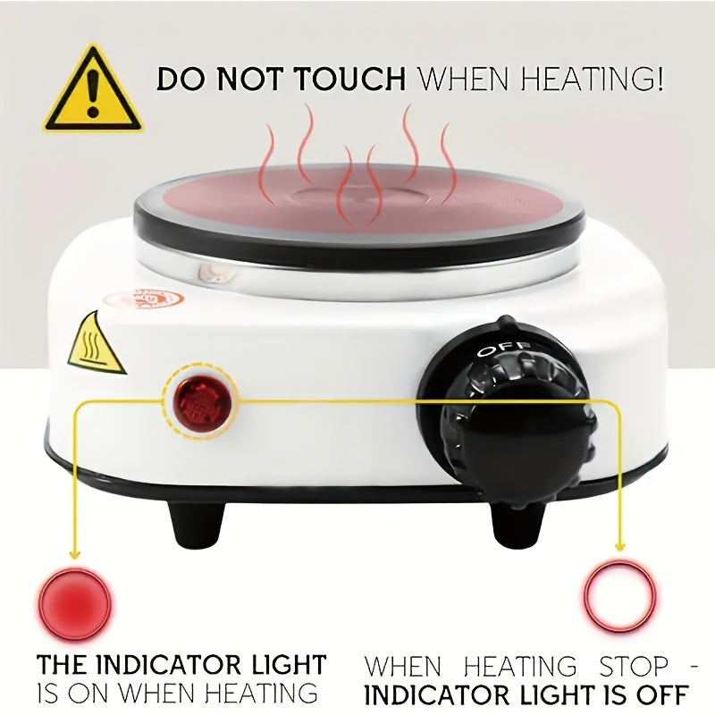 Electric Stove with Adjustable Temperature Control Cast Iron Plate 500W White Black for Kettles Moka Pots