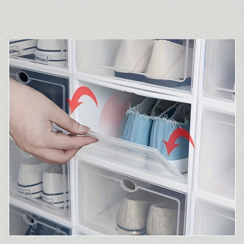 Transparent Plastic Shoe Storage Box with Drawer Waterproof Dustproof Durable Material
