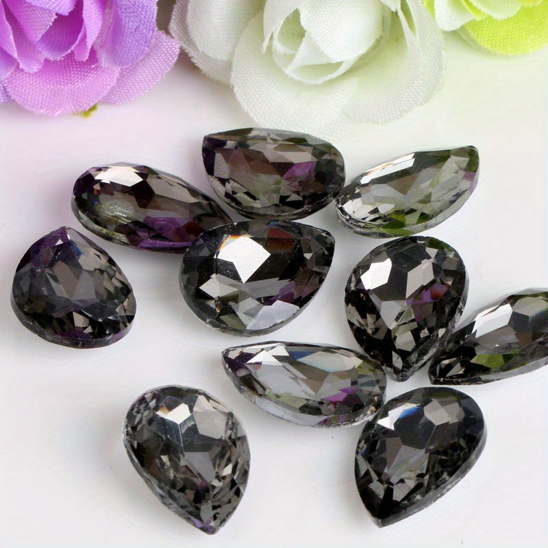Set of 30 Vibrant Teardrop Rhinestones for Jewelry Making in Assorted Colors