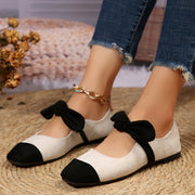 Women's Flat Shoes Spring Fairy Style Fabric Slip-On Bow Solid Color Rubber Sole