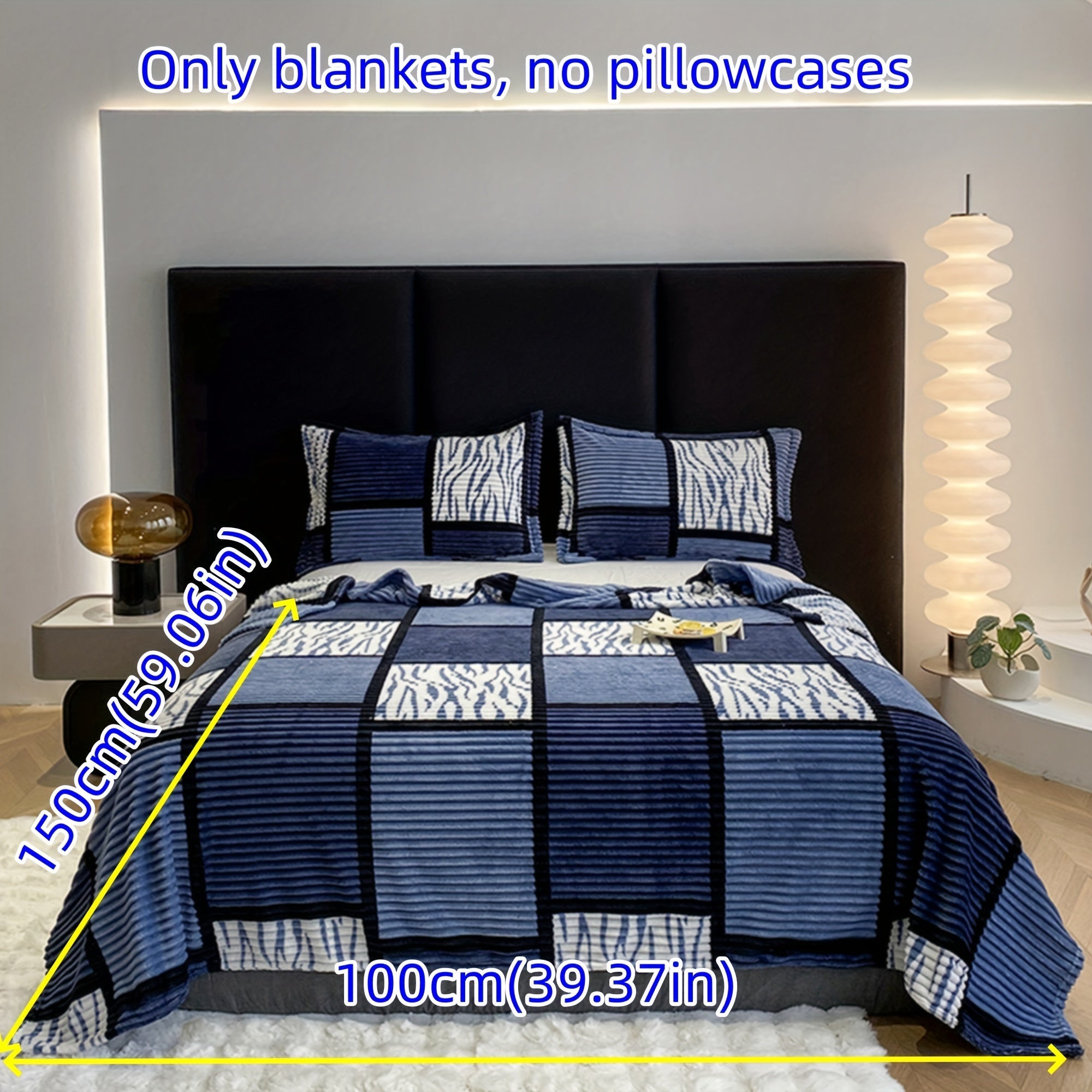 Striped Grid Blanket Lightweight Breathable All-Season Sofa Bed Travel 1 Piece