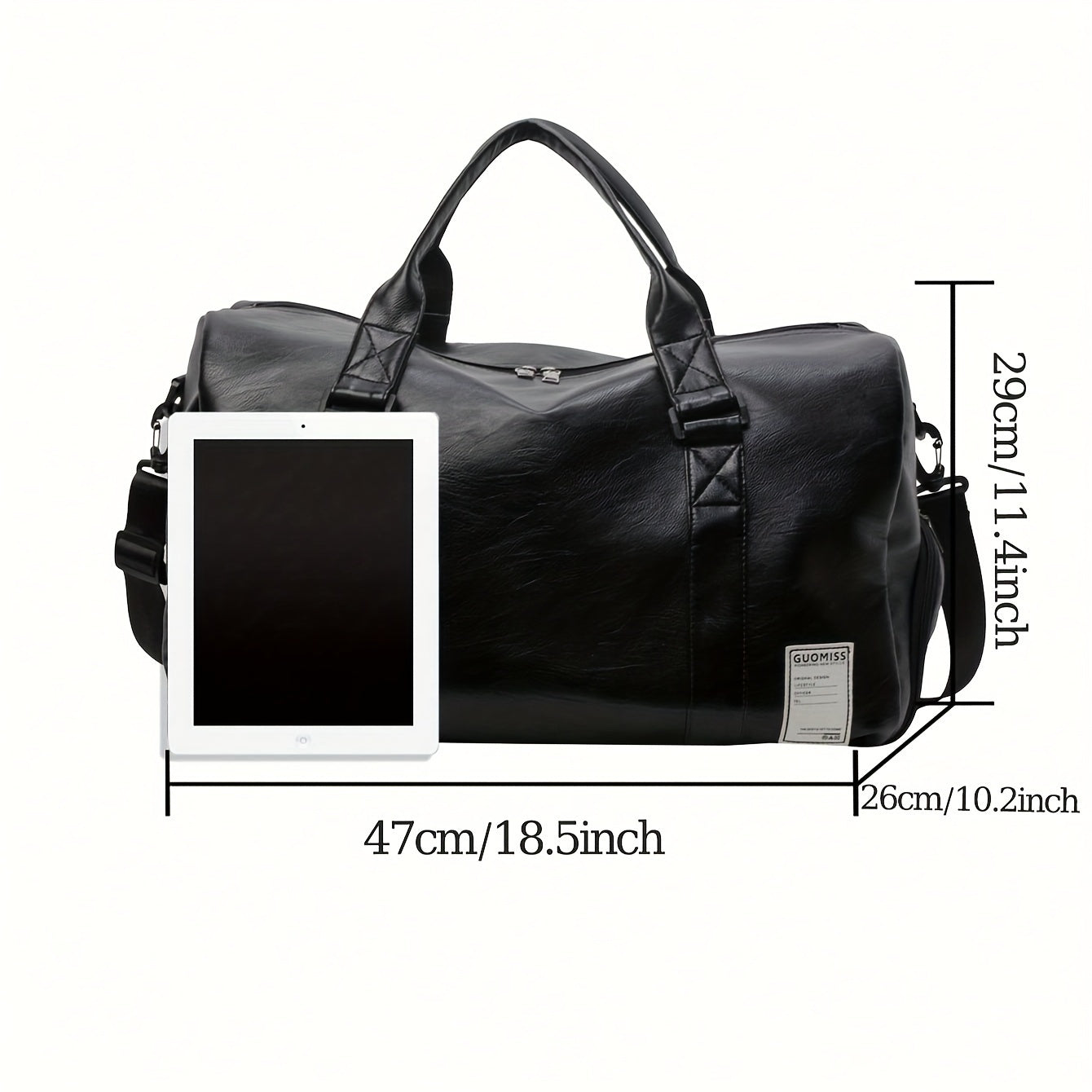 Large Capacity PU Duffel Bag with Wet Dry Separation Shoe Compartment for Travel Gym and Business