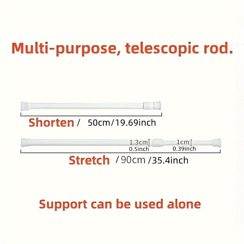 White Painted Non-Perforated Retractable Curtain Rod for Bathroom and Living Room Set