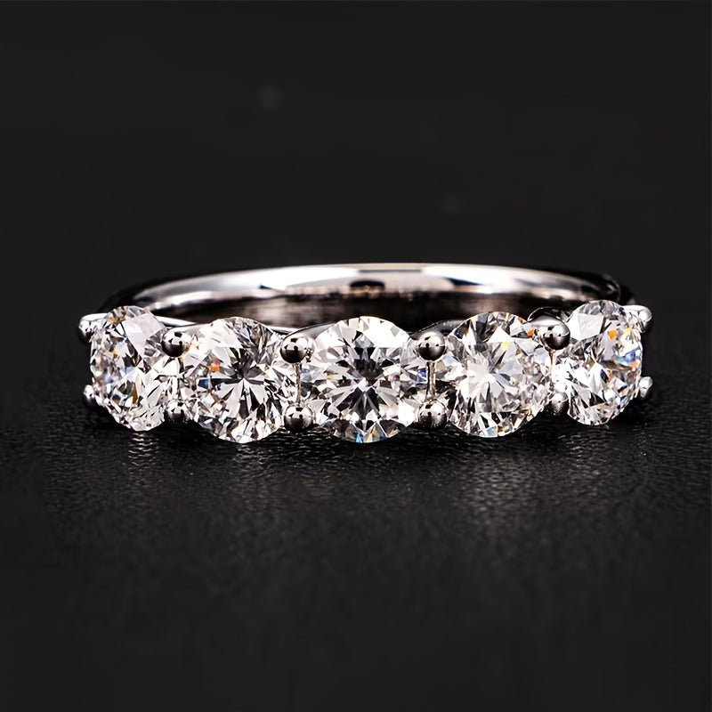 Sterling Silver Moissanite Band Ring 2.5ct 5ct Niche Design Jewelry