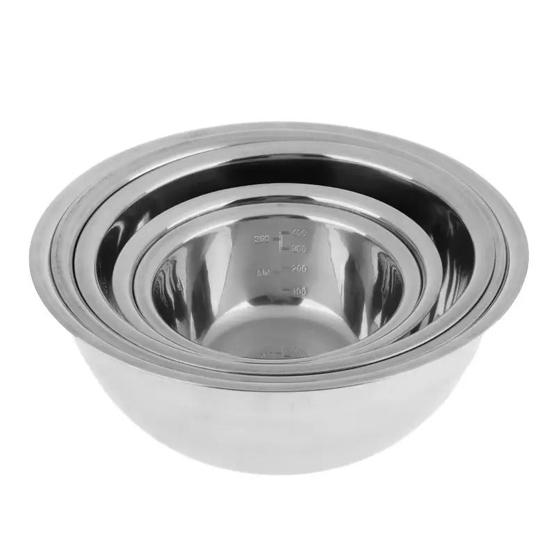 Set of 5 Stainless Steel Kitchenware Bowls for Salads Soups Baking and Serving