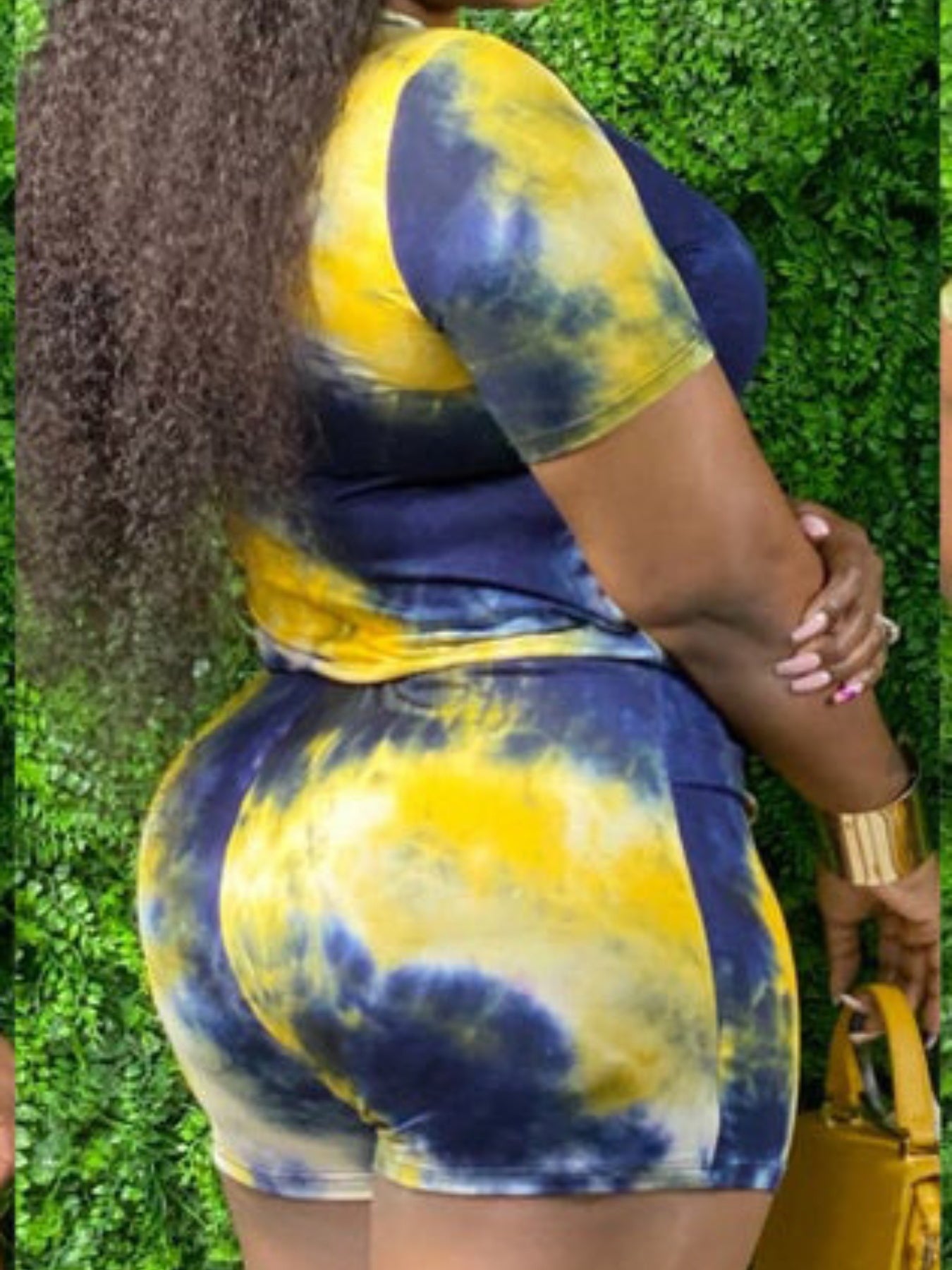 Plus Size Tie Dye Romper Women’s Casual Jumpsuit Medium Stretch Shorts