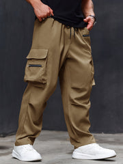 Plus Size Men's Cargo Pants Athletic Casual Regular Fit Solid Polyester
