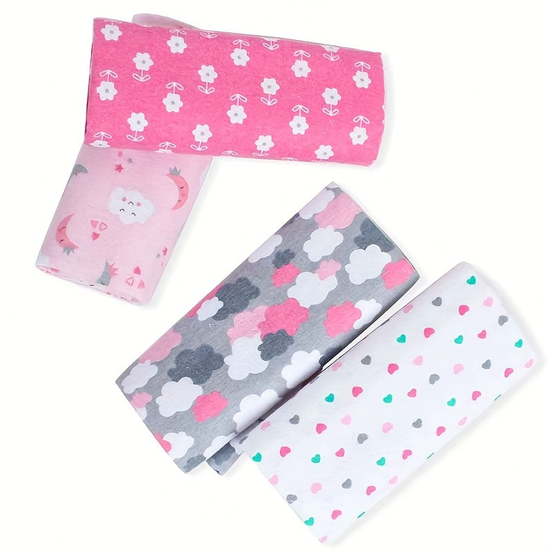 Set of Four Soft Flannel Swaddle Blankets for Babies in Assorted Colors