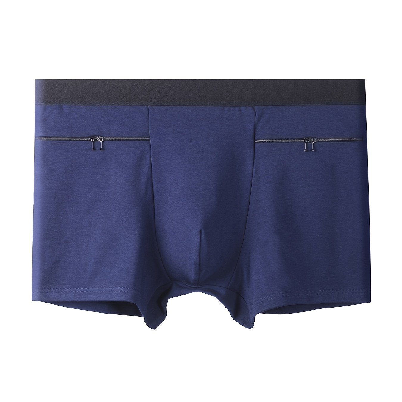 Men's Travel Underwear with Large Pockets Square Cut Double Zipper Cotton Spandex